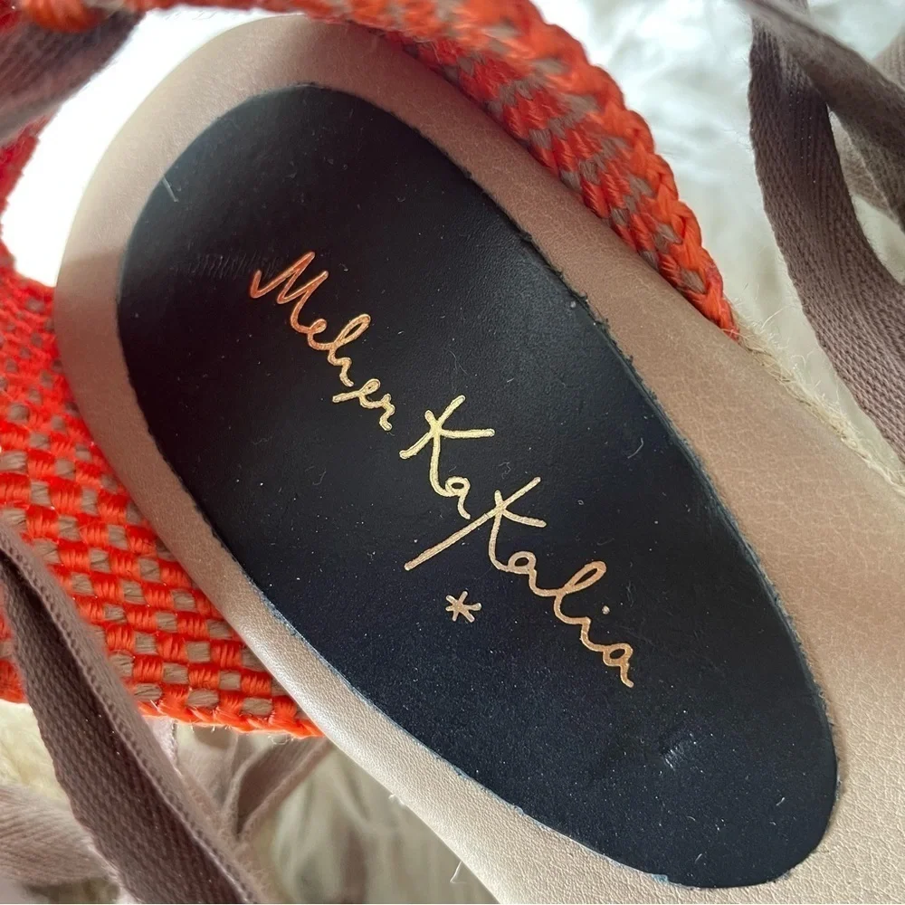 Anthropologie Meher Kakalia Beaded Queen Yuca Wedge Espadrille Sandals EUC Sz 38